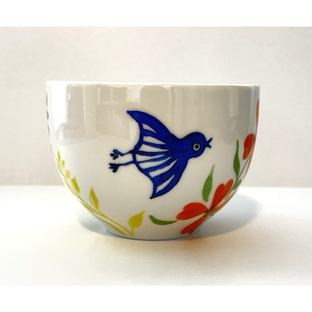 ANTHROPOLOGIE BISCUIT Mug Blue Bird Floral Design Ceramic 16 oz. - Picture 4 of 9